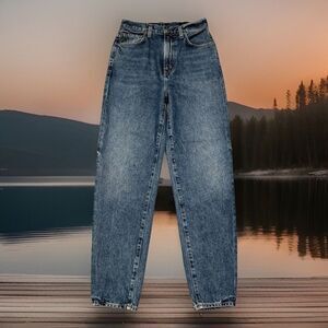 Goldsign Mom Jeans 24 (25x28.5) Blue Denim Hemmed Cotton Tapered Womens